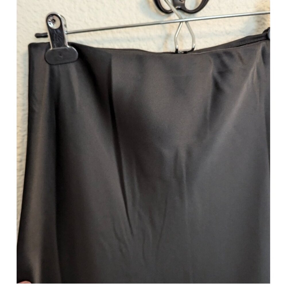 Mango Womens Black Midi Skirt, new with tags, XS Satin Finish Elegant A-Line Sty - Picture 2 of 5